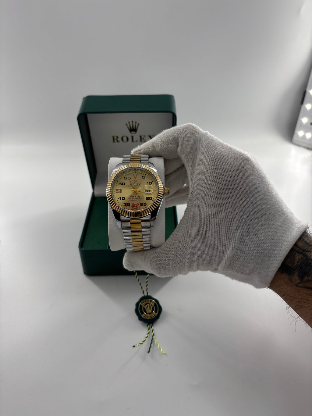 Rolex Air king gold ( μισό μισό )